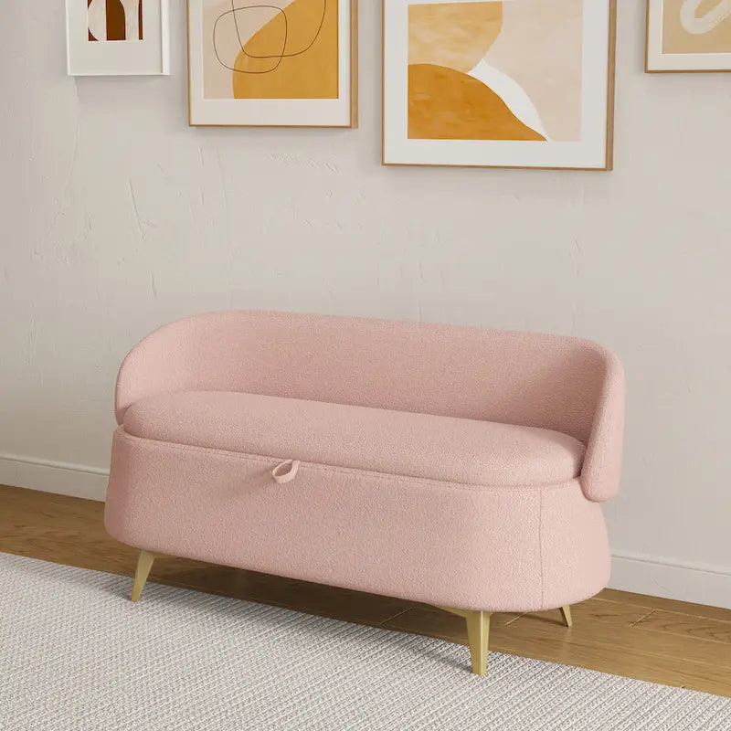 Teddy Fabric Storage Bench with Metal Legs