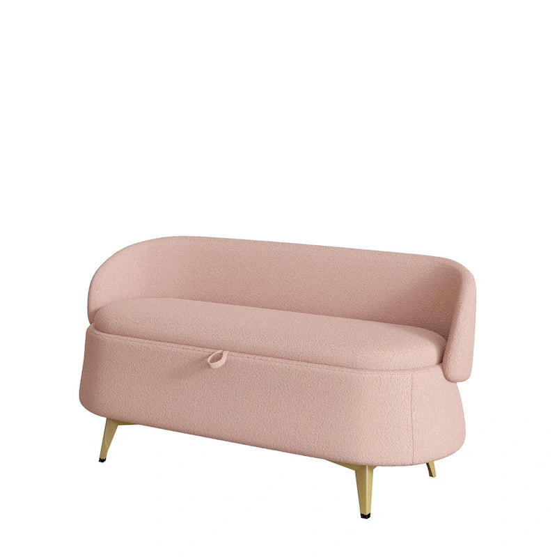 Teddy Fabric Storage Bench with Metal Legs