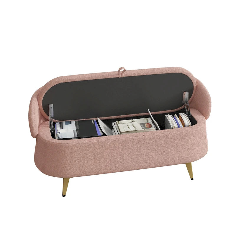 Teddy Fabric Storage Bench with Metal Legs
