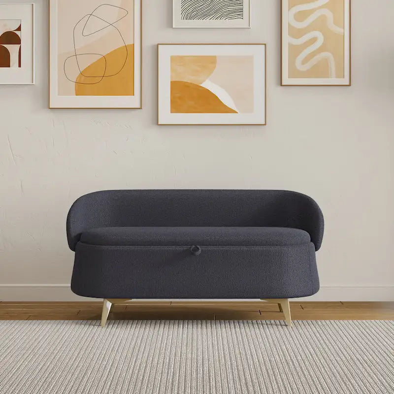 Teddy Fabric Storage Bench with Metal Legs
