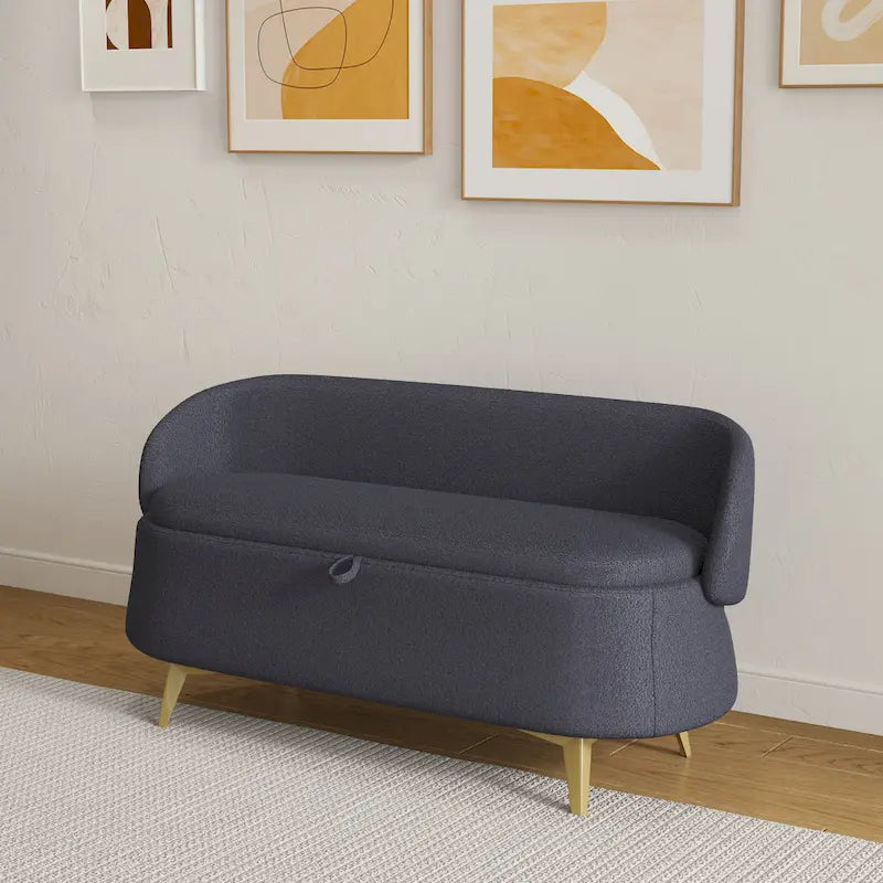 Teddy Fabric Storage Bench with Metal Legs