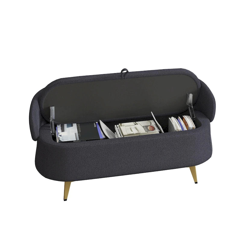 Teddy Fabric Storage Bench with Metal Legs