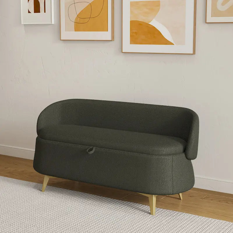 Teddy Fabric Storage Bench with Metal Legs