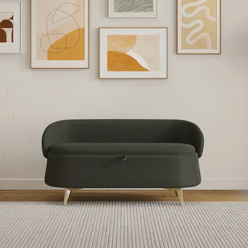 Teddy Fabric Storage Bench with Metal Legs