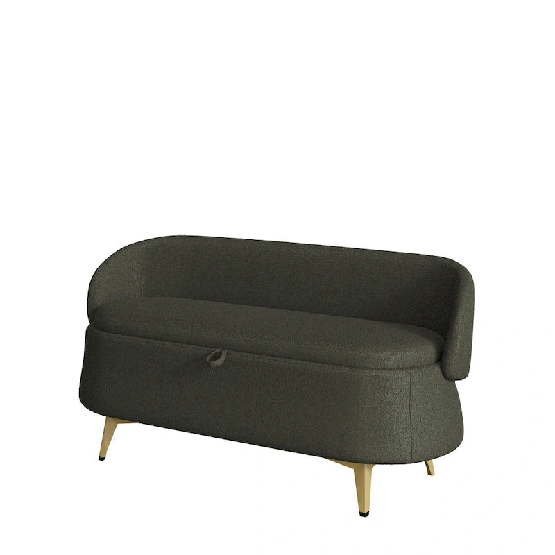 Teddy Fabric Storage Bench with Metal Legs