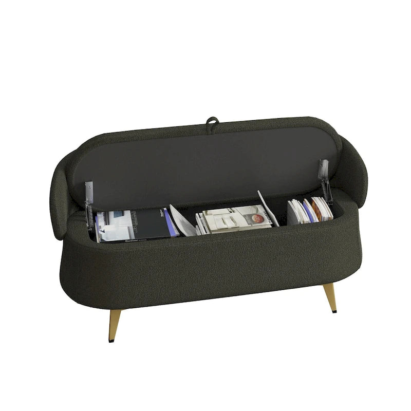Teddy Fabric Storage Bench with Metal Legs