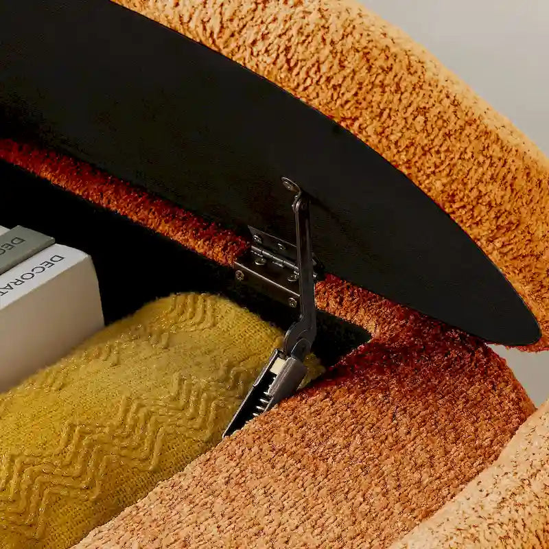 Lamb Fleece Storage Ottoman Bench with Arc Sides & Hidden Storage — 5 Colors