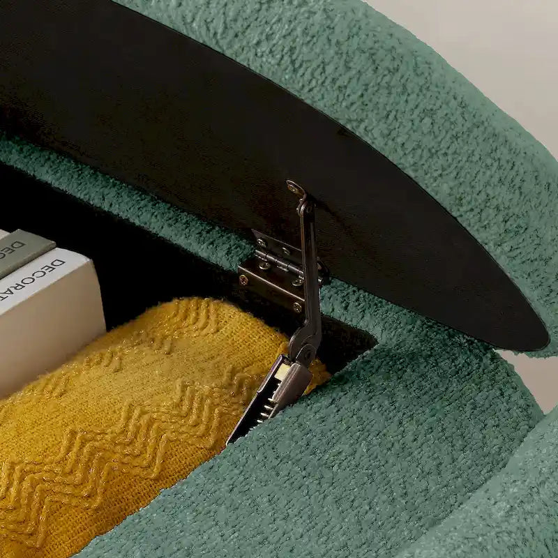 Lamb Fleece Storage Ottoman Bench with Arc Sides & Hidden Storage — 5 Colors