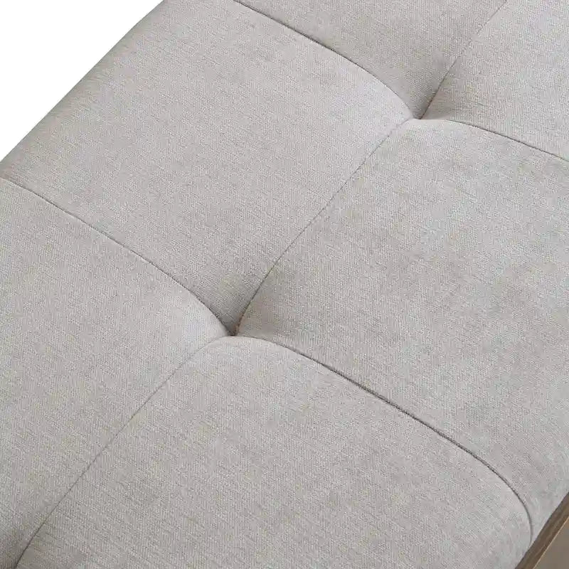 Upholstered Shoe Storage Bench with Drop-Down Doors & Tufted Cushion