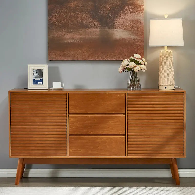 Wood Grain TV Stand & Entertainment Center for TVs up to 65"