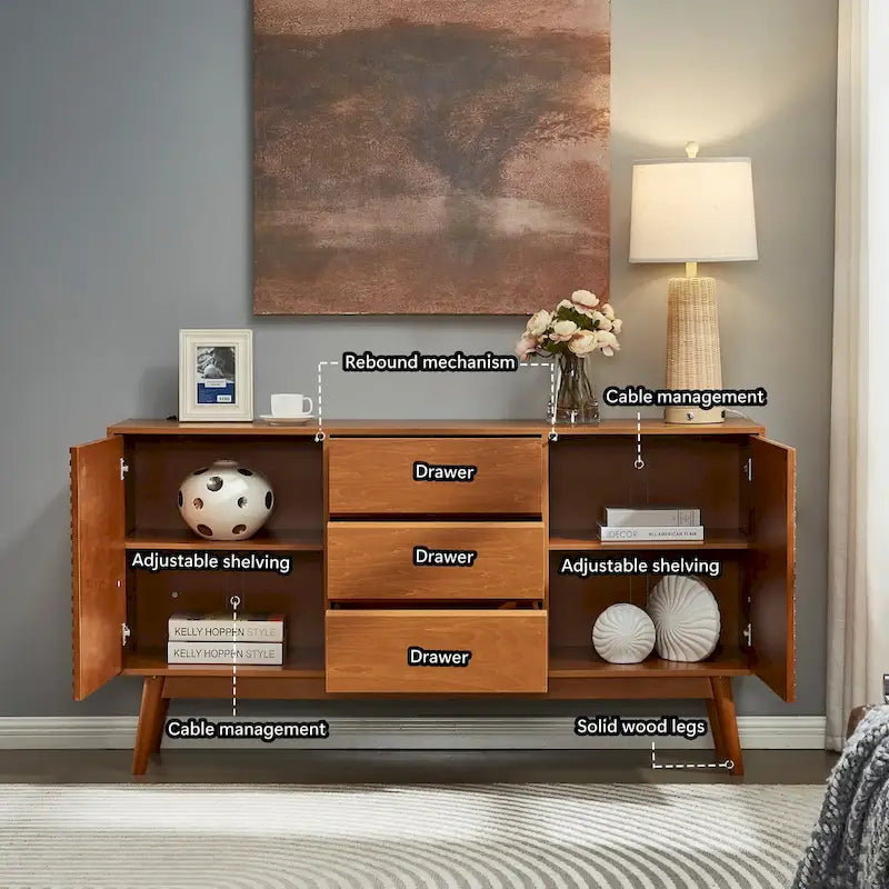 Wood Grain TV Stand & Entertainment Center for TVs up to 65"