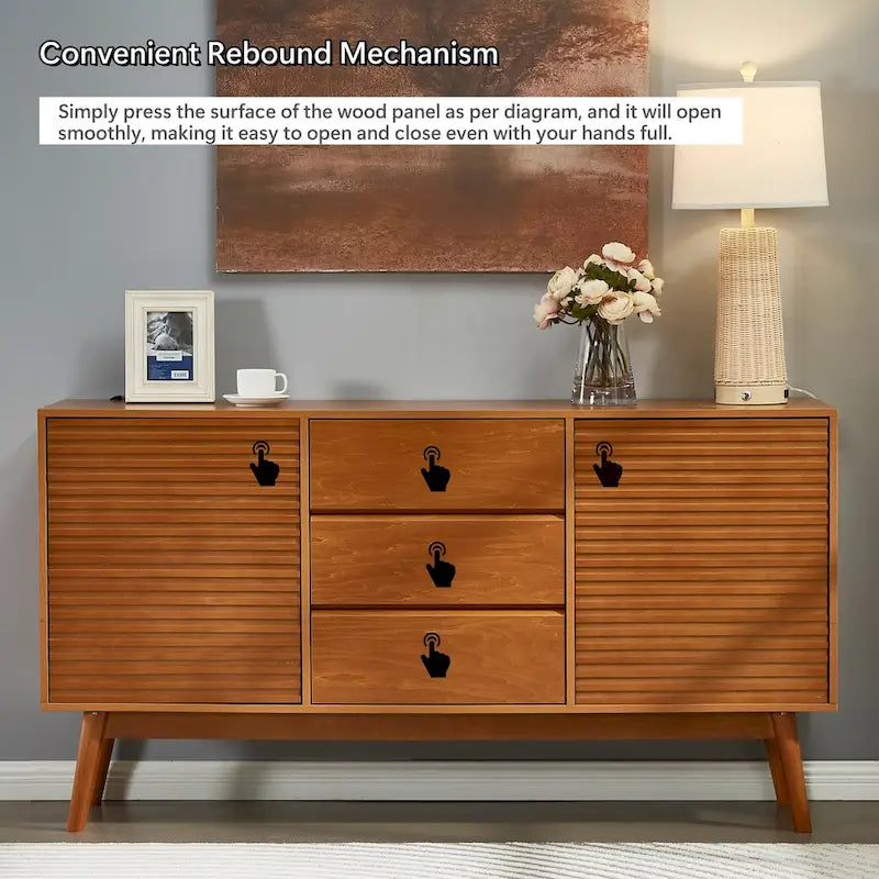Wood Grain TV Stand & Entertainment Center for TVs up to 65"