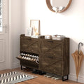 Tall Entryway Shoe Cabinet with Flip Drawers & Open Cubby
