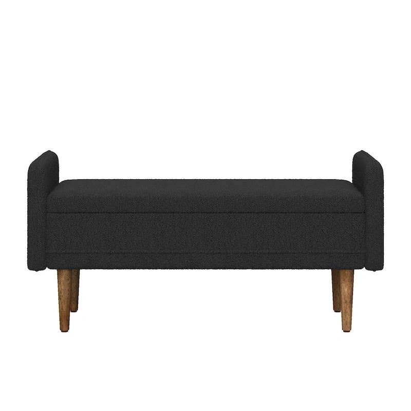 Linen Upholstered Storage Bench with Lift-Top