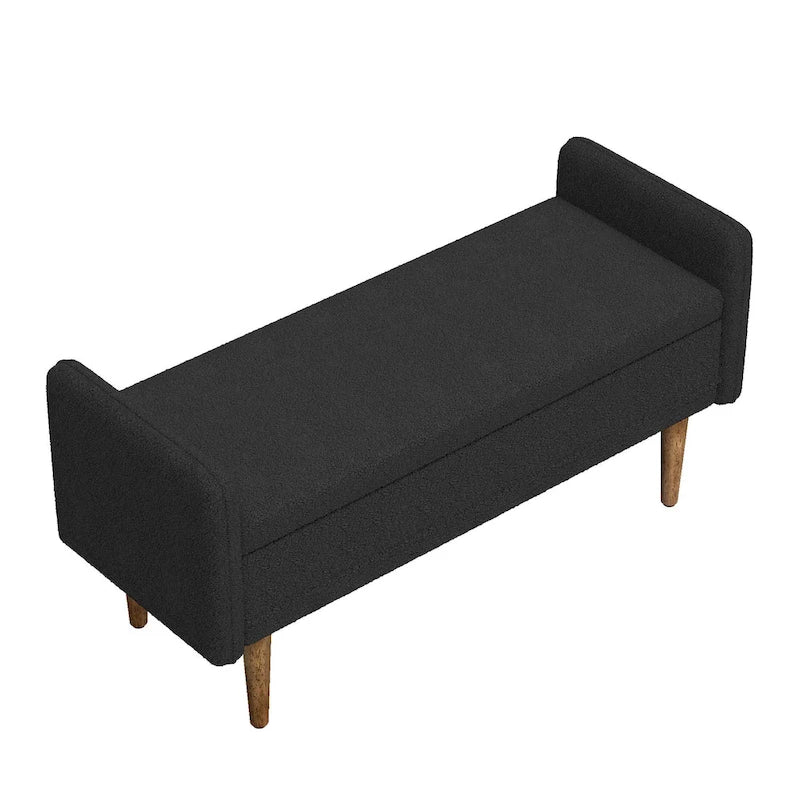 Linen Upholstered Storage Bench with Lift-Top