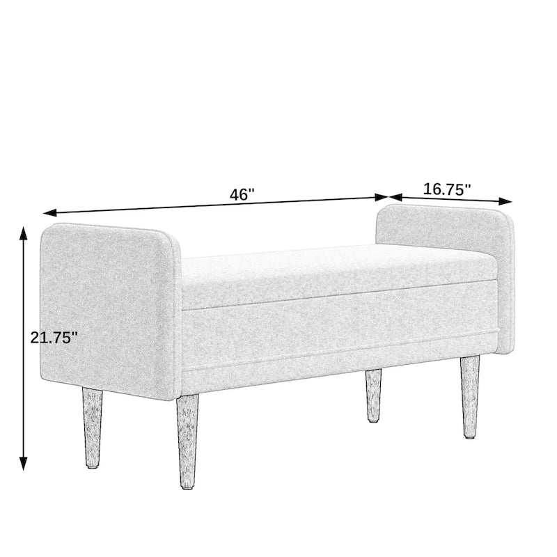 Linen Upholstered Storage Bench with Lift-Top