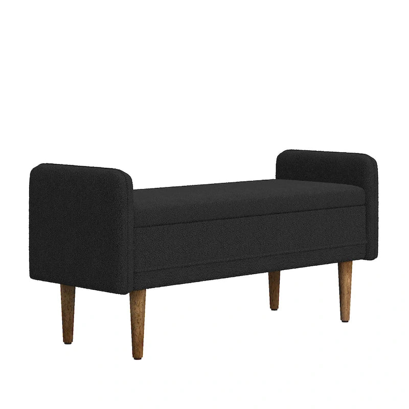 Linen Upholstered Storage Bench with Lift-Top
