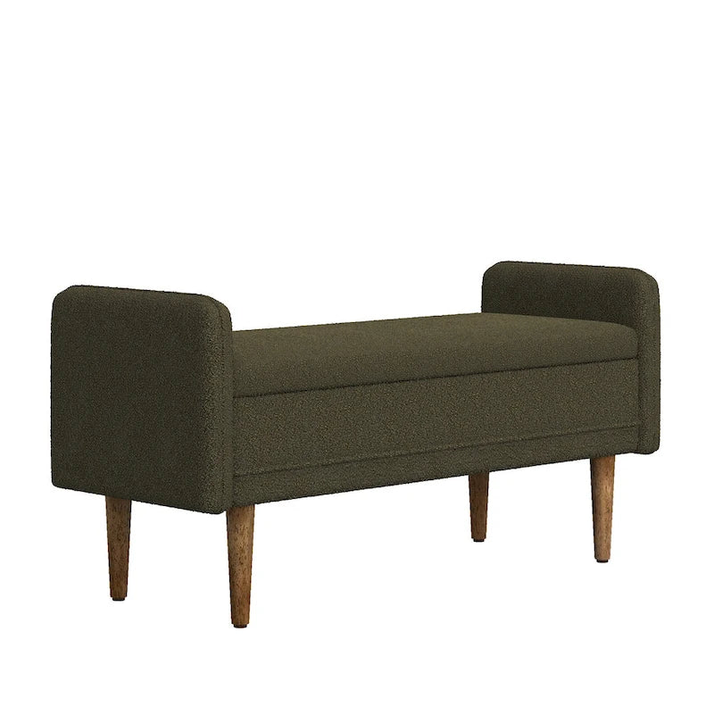 Linen Upholstered Storage Bench with Lift-Top
