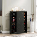 Sliding Door Shoe Cabinet with 6 Tiers — Holds 30+ Pairs, Marble Finish