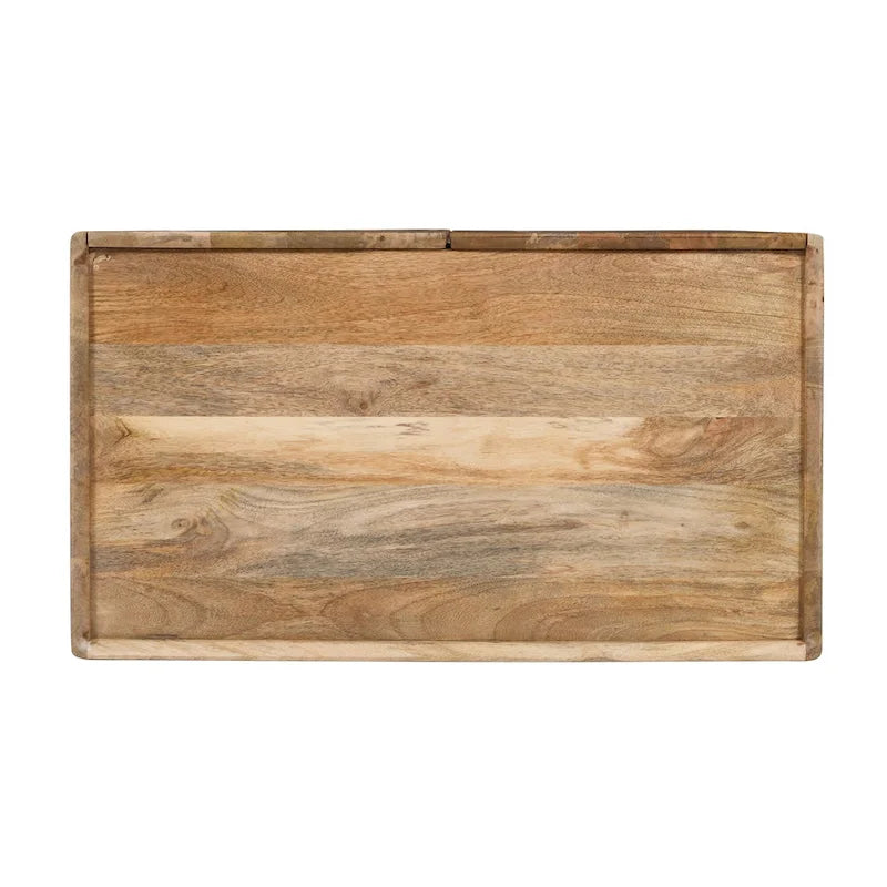 Fluted Mango Wood Accent Cabinet with Adjustable Shelf