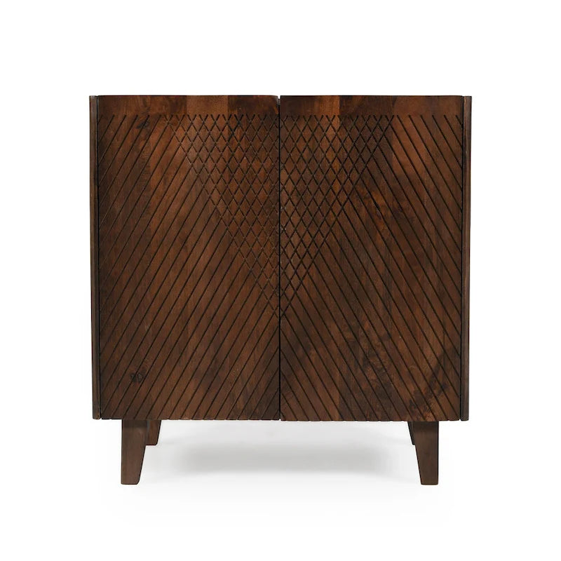 Fluted Mango Wood Accent Cabinet with Adjustable Shelf