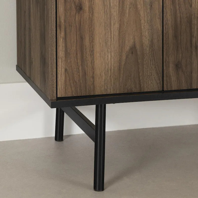 Modern Office Credenza with Locking File Drawer, Cabinets & Cable Holes