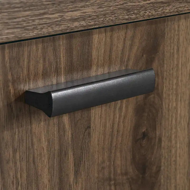 Modern Office Credenza with Locking File Drawer, Cabinets & Cable Holes