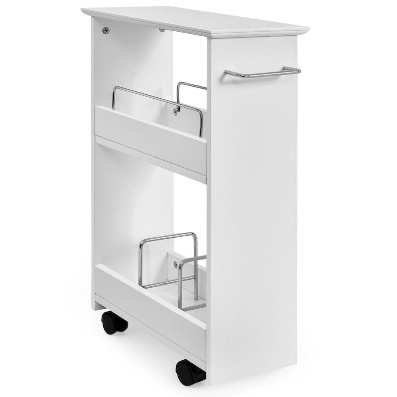 Slim Rolling Bathroom Storage Cart with 3-Tier Shelves & Locking Wheels