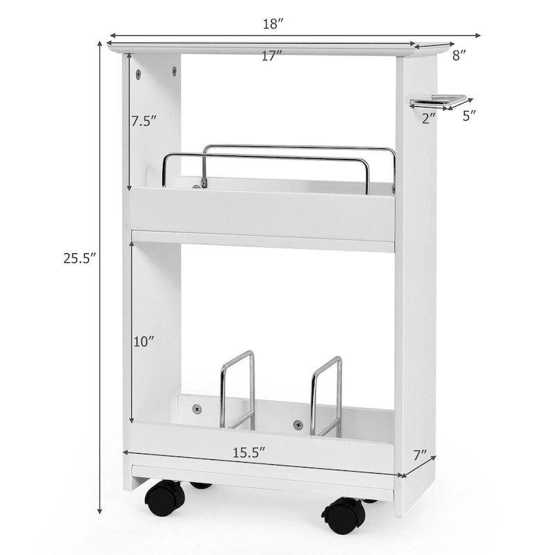 Slim Rolling Bathroom Storage Cart with 3-Tier Shelves & Locking Wheels