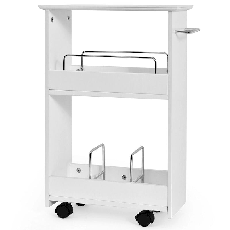 Slim Rolling Bathroom Storage Cart with 3-Tier Shelves & Locking Wheels