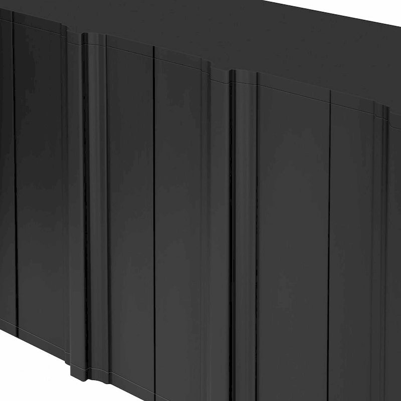 4-Door Sideboard with Linear Accents & Pine Veneer Doors — Black
