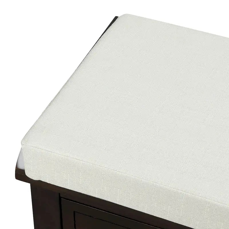 Rustic Storage Bench with 3 Drawers & 3 Removable Woven Baskets