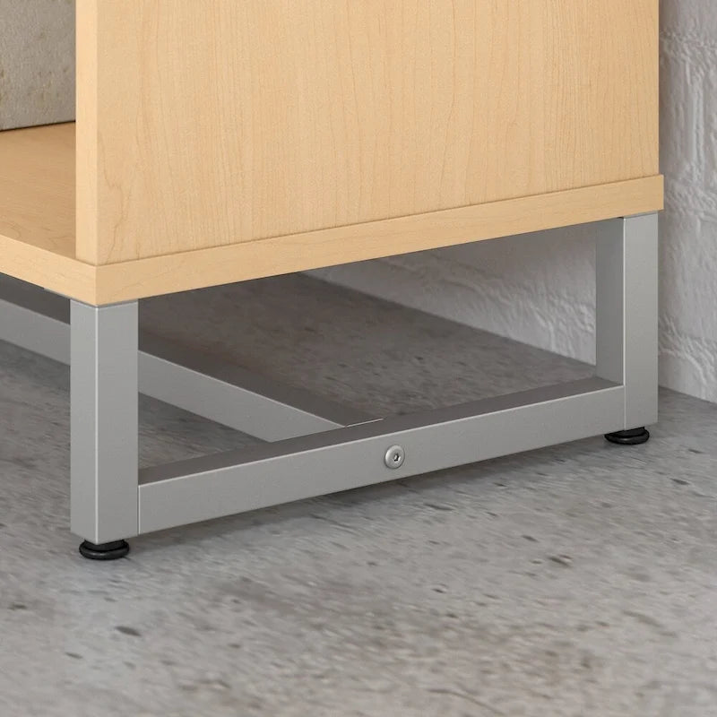 Mid-Century Modern 2-Shelf Bookcase Cabinet with Metal Base