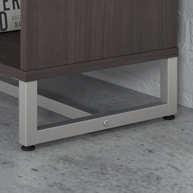 Mid-Century Modern 2-Shelf Bookcase Cabinet with Metal Base