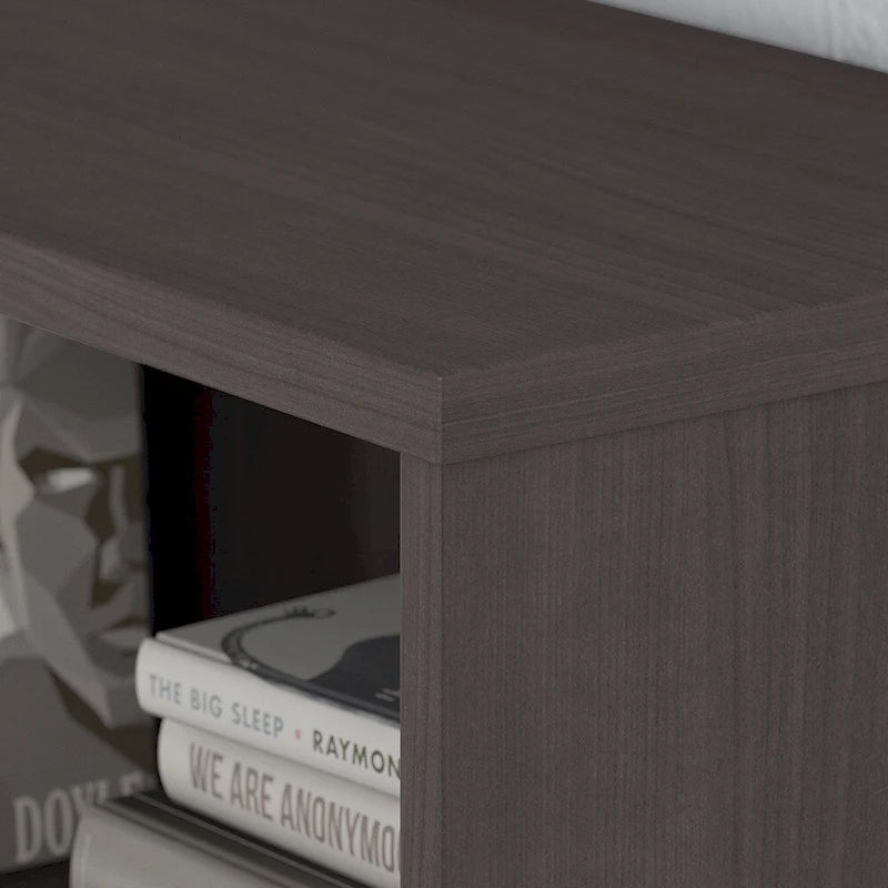 Mid-Century Modern 2-Shelf Bookcase Cabinet with Metal Base