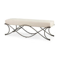 Upholstered Entryway Bench with Cross Metal Legs — Fabric Seat, Gold Frame