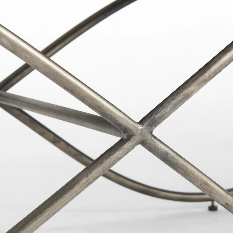 Upholstered Entryway Bench with Cross Metal Legs — Fabric Seat, Gold Frame