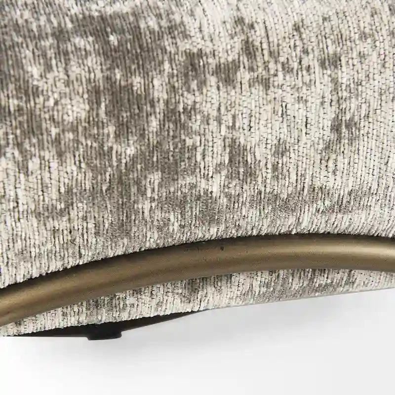 Upholstered Entryway Bench with Cross Metal Legs — Fabric Seat, Gold Frame