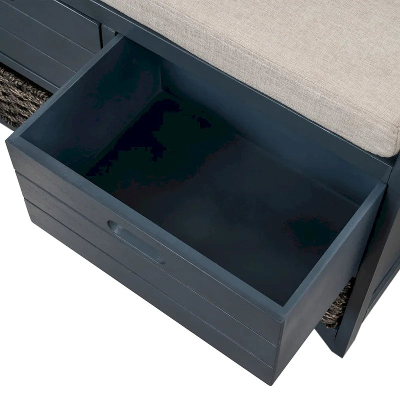 Upholstered Storage Bench with 2 Drawers & Removable Basket