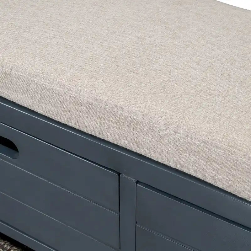 Upholstered Storage Bench with 2 Drawers & Removable Basket