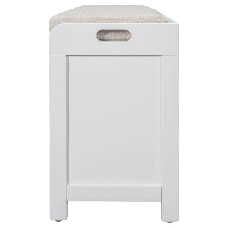 Upholstered Storage Bench with 2 Drawers & Removable Basket