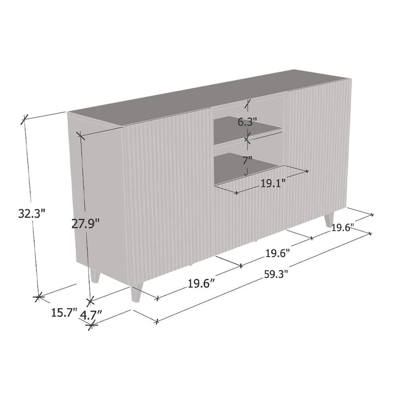 Modern Matte Sideboard with 2 Doors & 1 Drawer – 59 Inch Wide