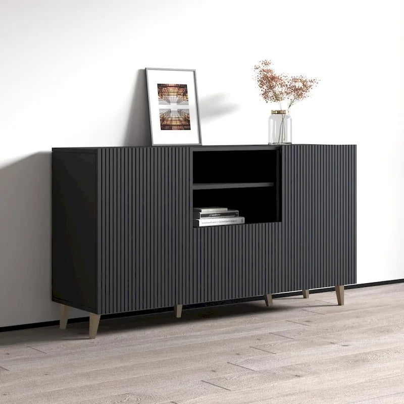 Modern Matte Sideboard with 2 Doors & 1 Drawer – 59 Inch Wide