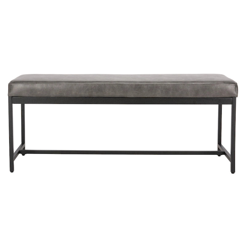 Faux Leather Upholstered Bench with Black Metal Legs