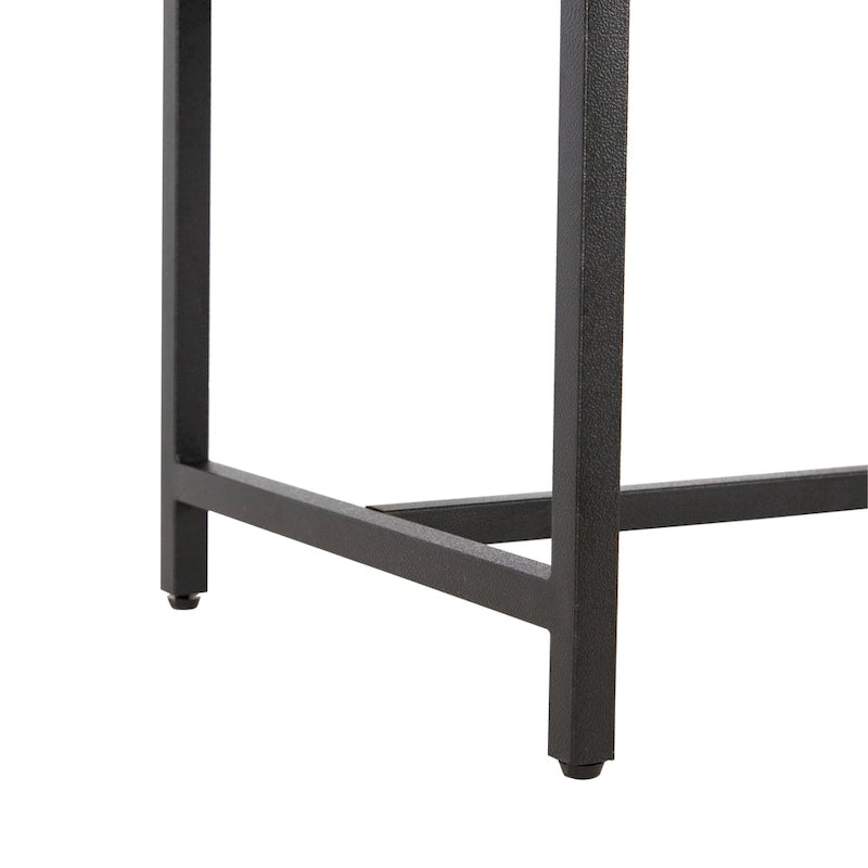 Faux Leather Upholstered Bench with Black Metal Legs