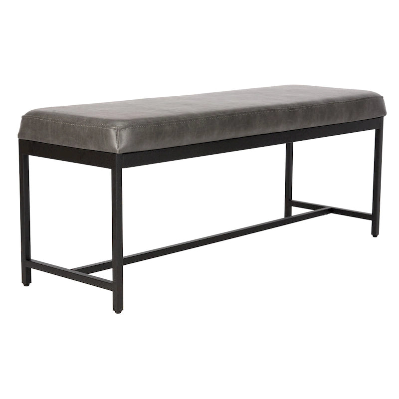 Faux Leather Upholstered Bench with Black Metal Legs