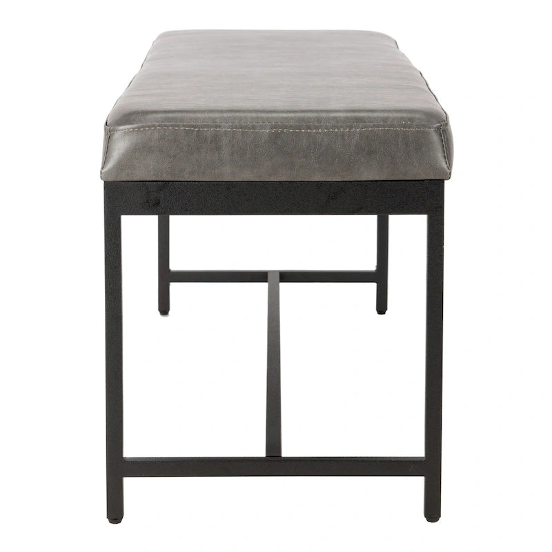 Faux Leather Upholstered Bench with Black Metal Legs