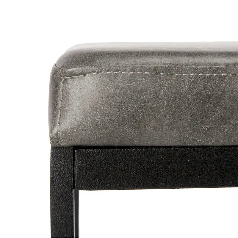 Faux Leather Upholstered Bench with Black Metal Legs