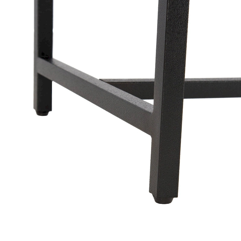 Faux Leather Upholstered Bench with Black Metal Legs