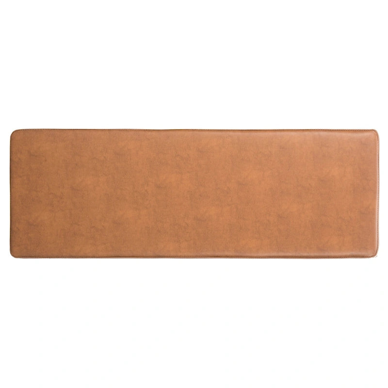 Faux Leather Upholstered Bench with Black Metal Legs